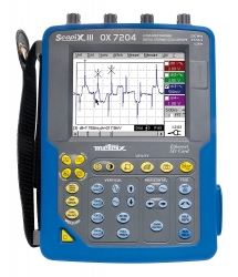 OX 7204 - Oscilloscope portable électronique 4 voies 200 MHz, 2,5 Gé/s monocoup et 100 Gé/s ETS, profondeur mémoire 50k/voie